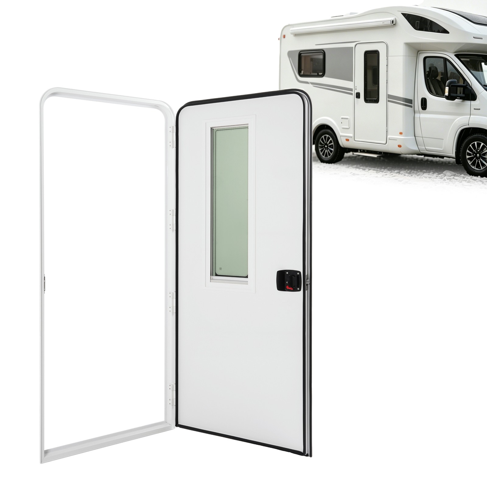 30″ x 72″ RV Entry Door Screen & Lock & keys White Aluminum Powder Coated