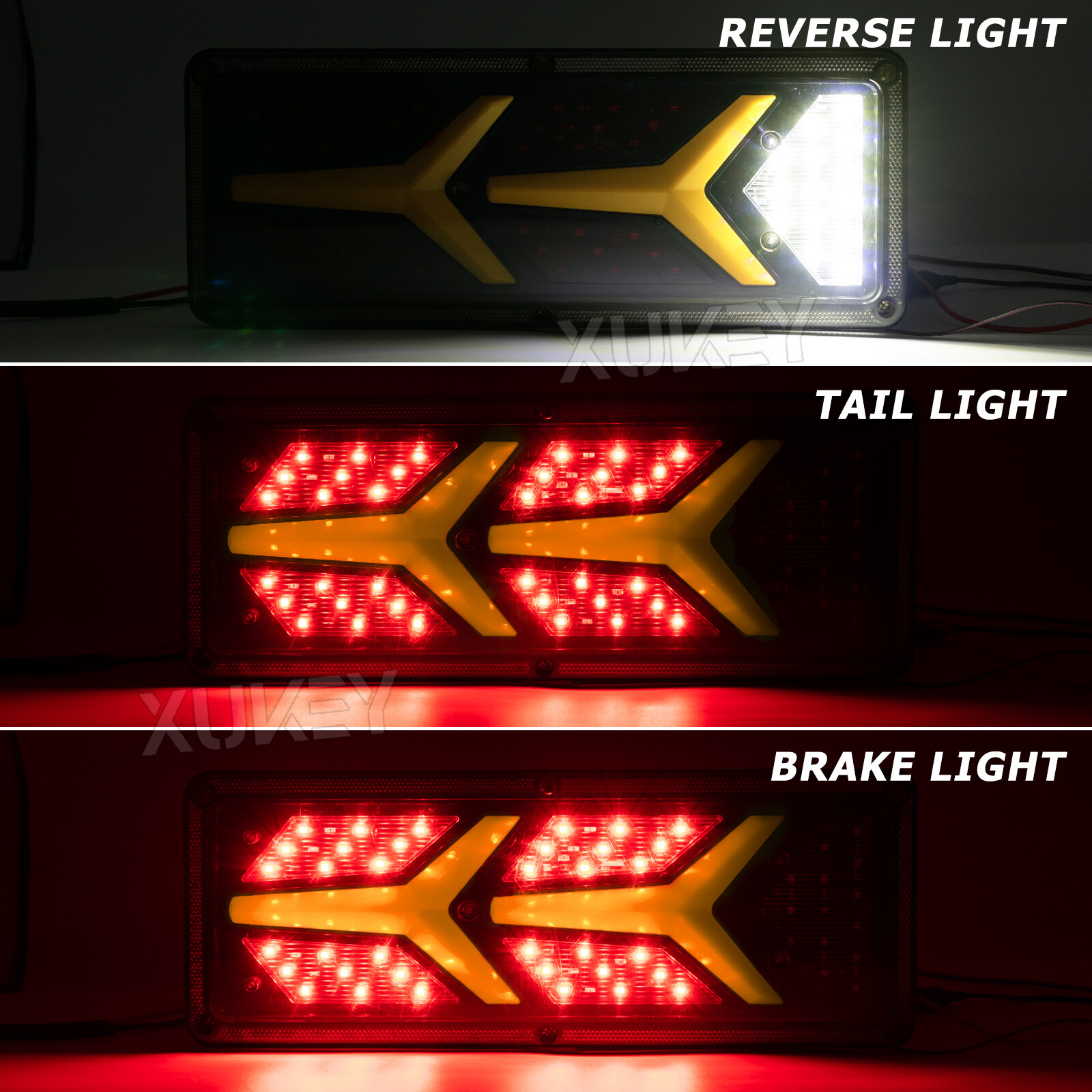 2x LED Truck Tail Brake Sequential Flowing Turn Signal Trailer Light 76LED Lamp