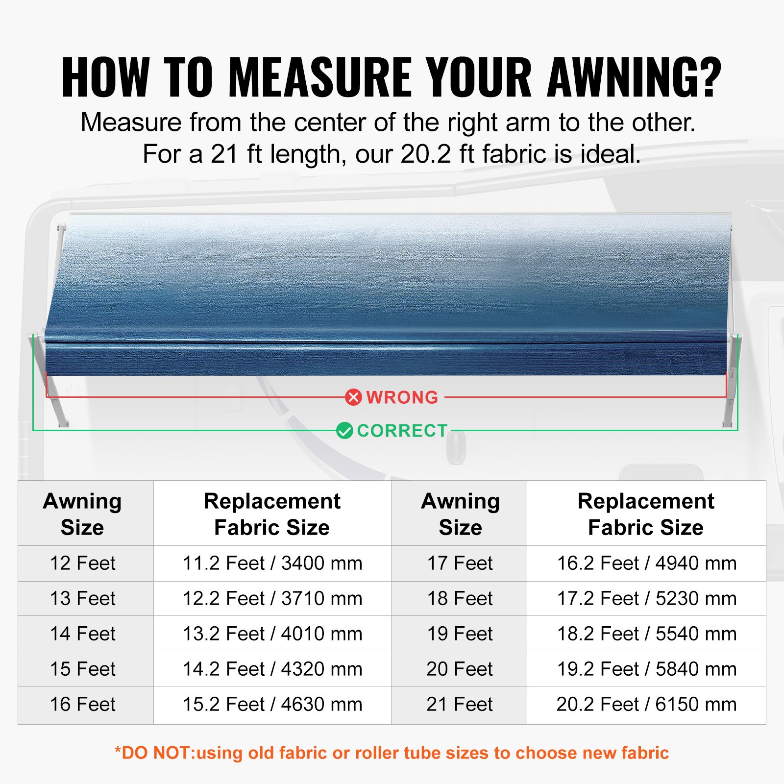 Uimoso 21’RV Awning Fabric Replacement (20’2″ Fabric) Waterproof 16oz PVC Fabric