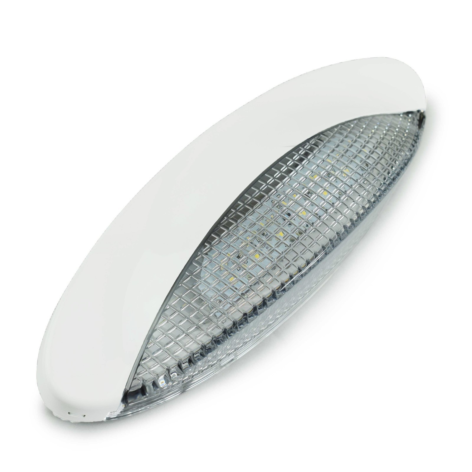 RV CAMPER TRAILER 12 VOLT 18 LED Porch Light oval Clear WITH White exterior
