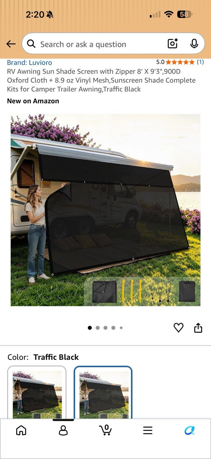 8’X9’3” RV Awning Shade Screen with Zipper – Ultimate UV & Privacy Protection