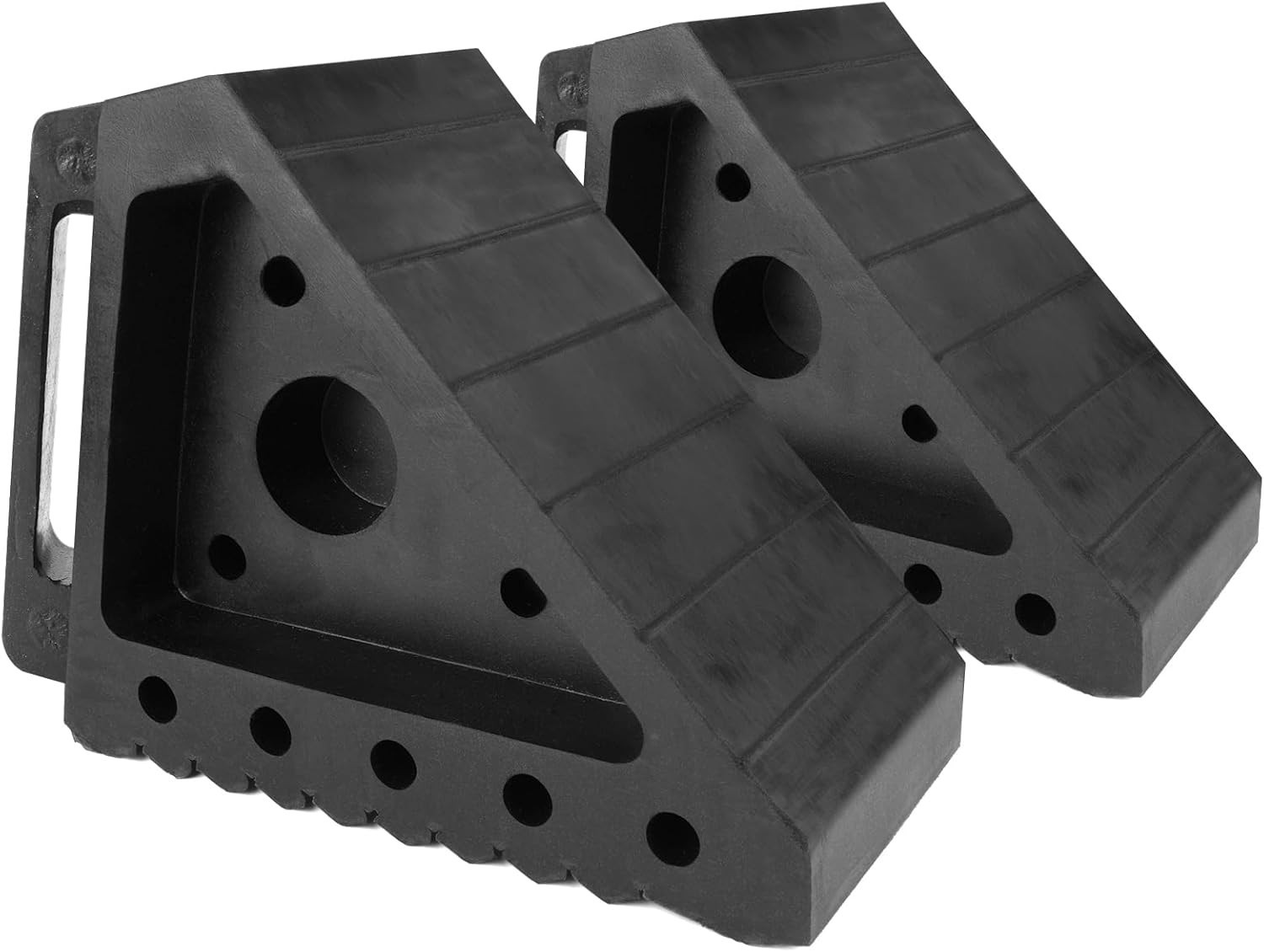 All-Weather Rubber Wheel Chock 2-Pack – 8″ x 4″ x 6″ | Built-In Handle Included