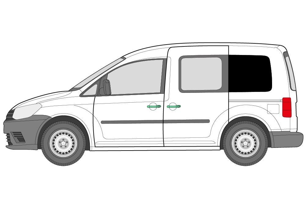 VW Caddy Just Kampers Left Rear Side Window Blackout Curtain Kit SWB 2003 On