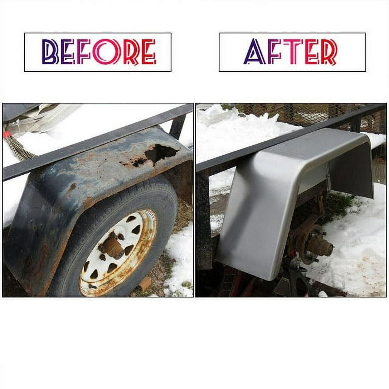 Pair Steel Trailer Fenders 32x9x13 Fits 14″ 15″ 16″ Wheels Square Axle