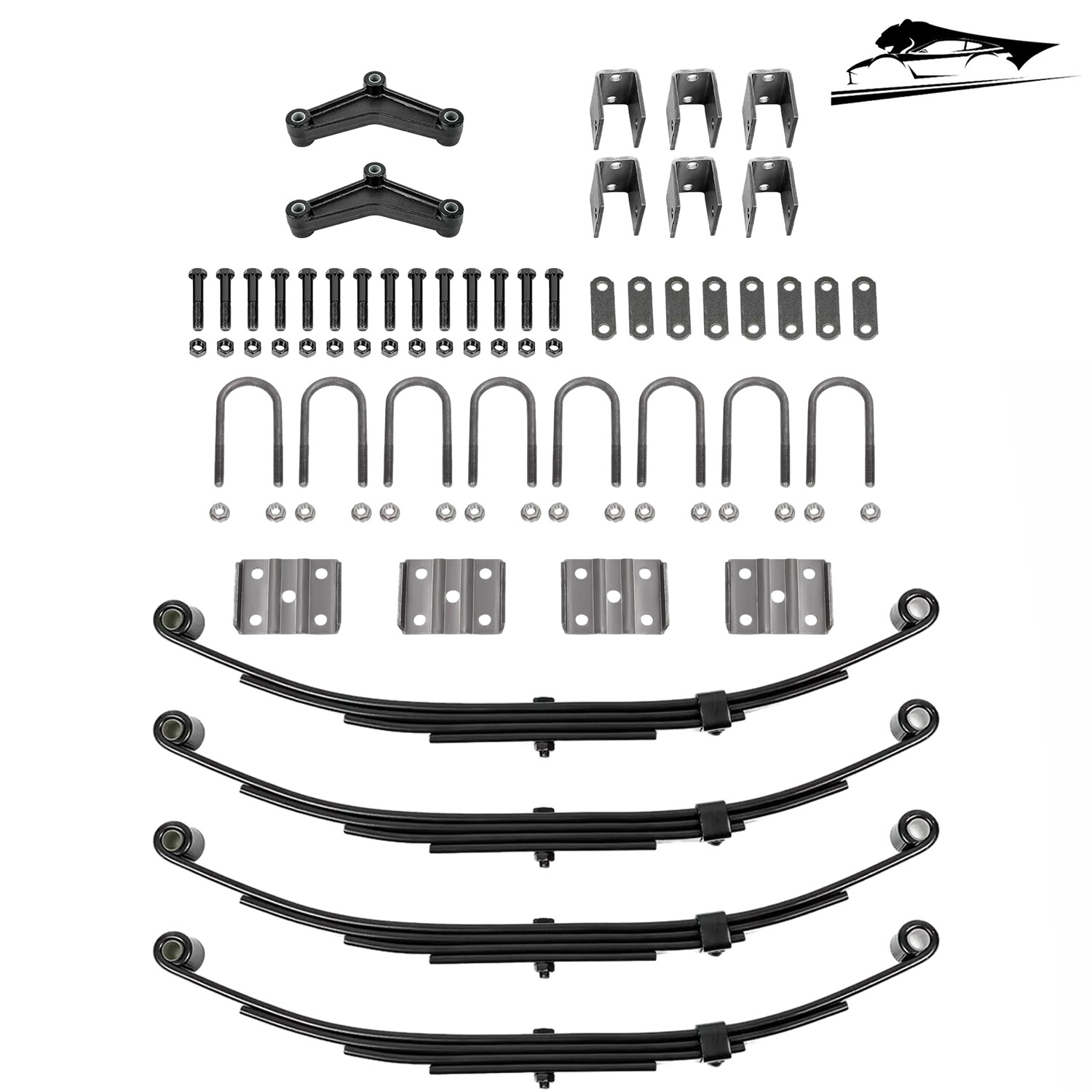 3500LBS Steel Tandem Trailer Axle Suspension Kit Leaf Springs U-bolt &Hanger Kit
