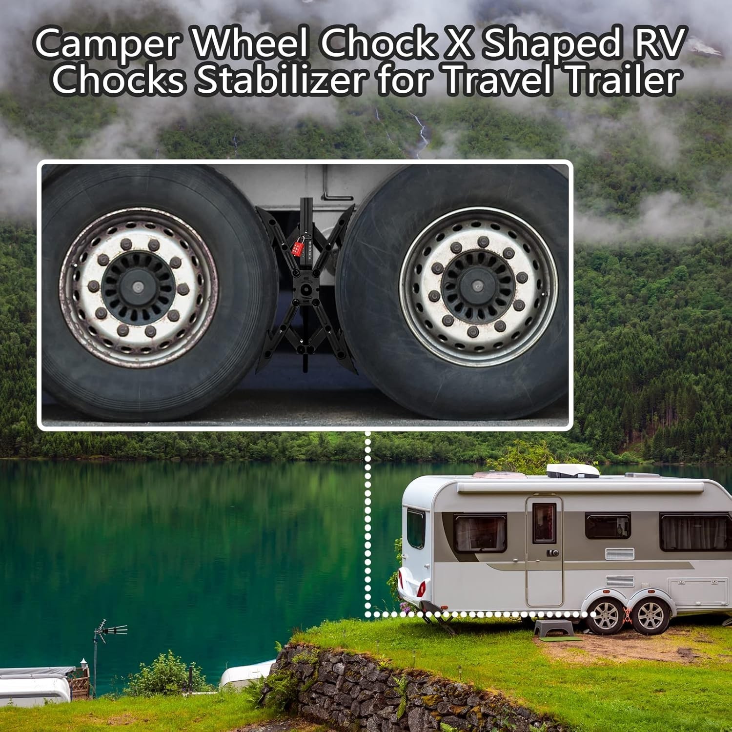 Camper X-Shaped Wheel Chock Stabilizer, 2 Sets RV Stabilizer Wheel Chock Scis…