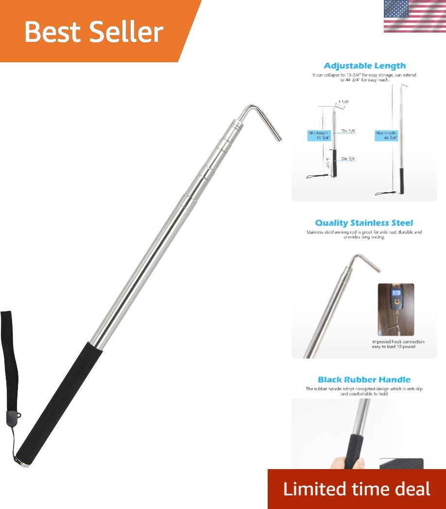 Stainless Steel Telescopic RV Awning Opener – Easy 13-3/4″ to 44-3/4″