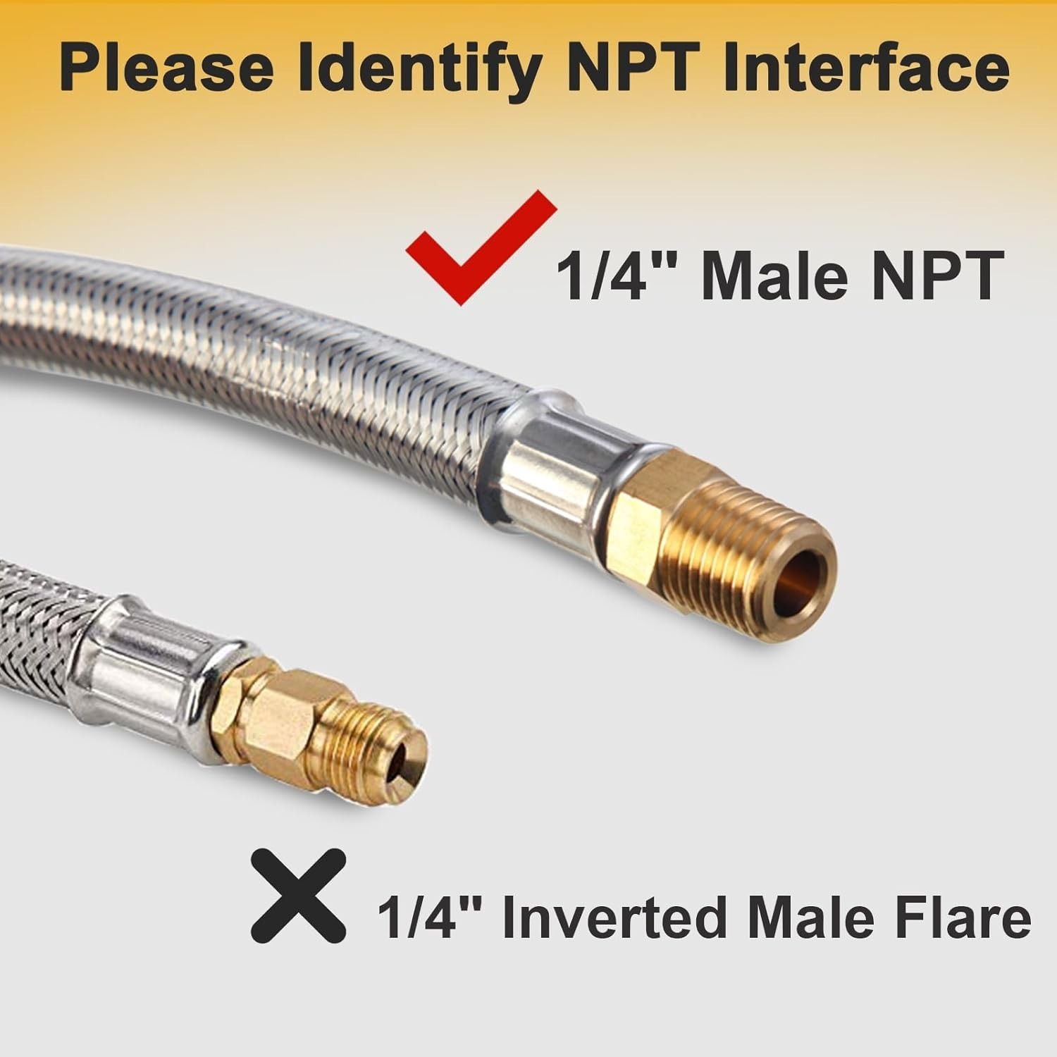 15 Inch RV Propane Hose Set of 2 – Stainless Steel Braided with Gauge, 250 PSI