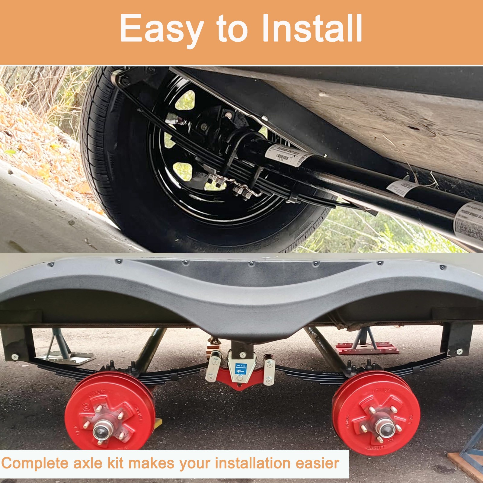 3500lb Single Trailer Drop Axle Kit Idler W/ Hub, Leaf Springs, Hanger, U-Bolt