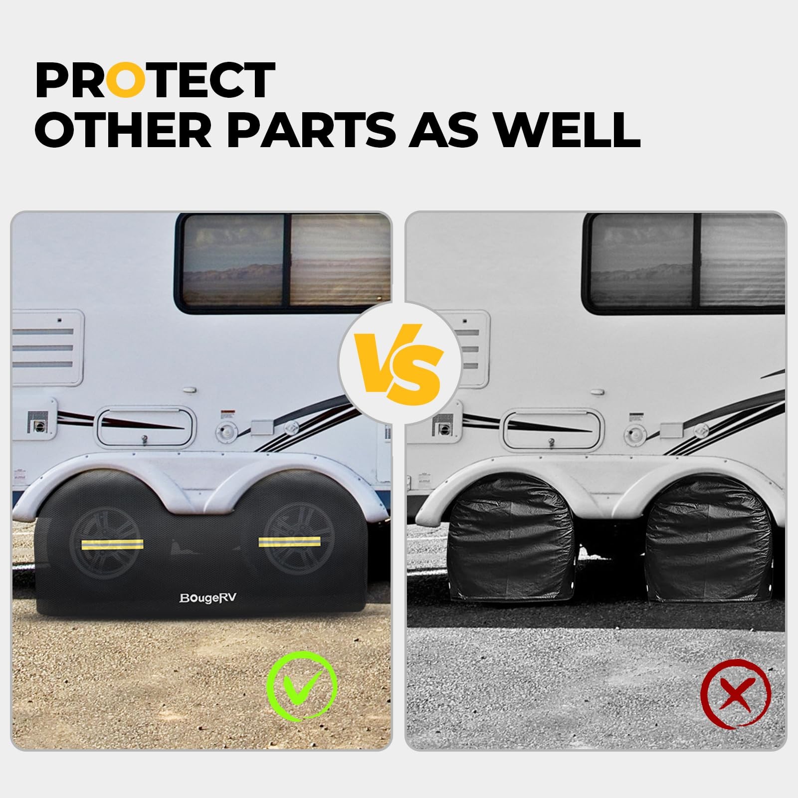 30-33 Inch 2 Pack Dual Axle RV Tire Covers Black Wheel Protectors Heavy Duty