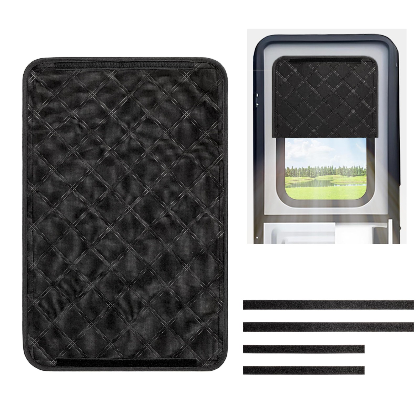 Rv Door Window Shade,Foldable Camper Sun Shade 16″ x 25″ Black, Black