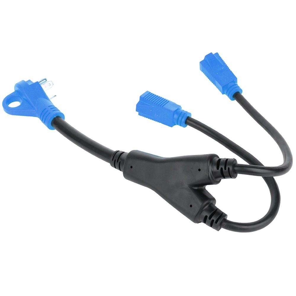 30 Amp Male to (2) 15 amp Female Receptacle RV Y split Power Cord Adapter