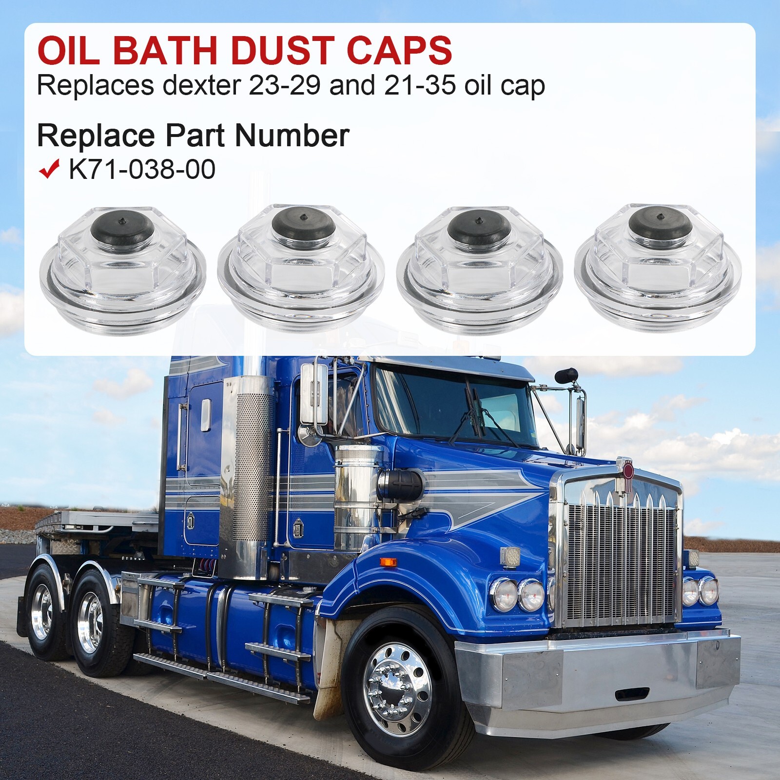 4PCS Replacement 8K 2-7/8″ Oil Bath Caps Trailer Axle For Dexter 21-35 LCI 8000#