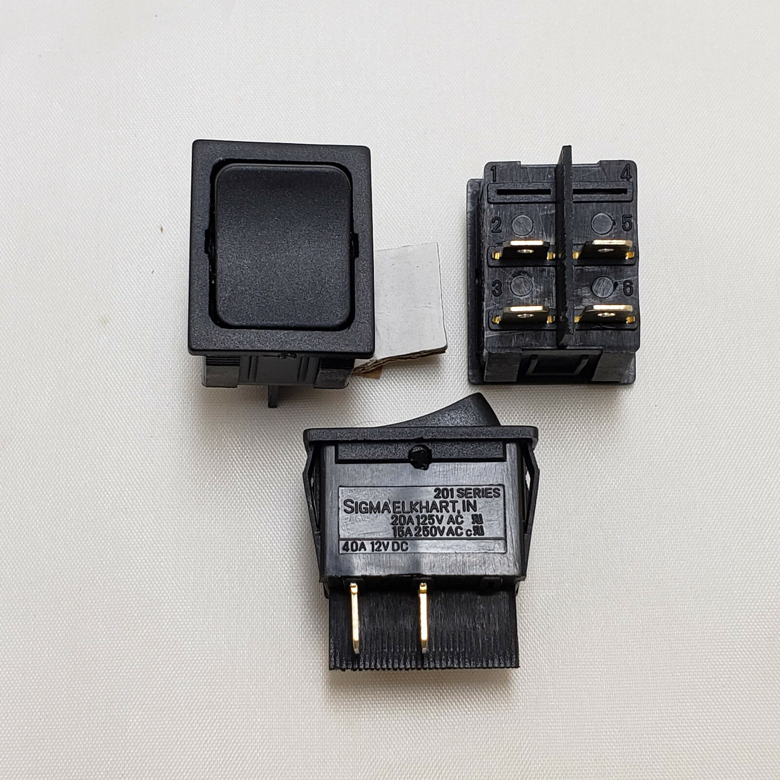 201L-15 SIGMA SWITCHES REPLACEMENT SWITCH DPST BLACK MOMENTARY ON OFF