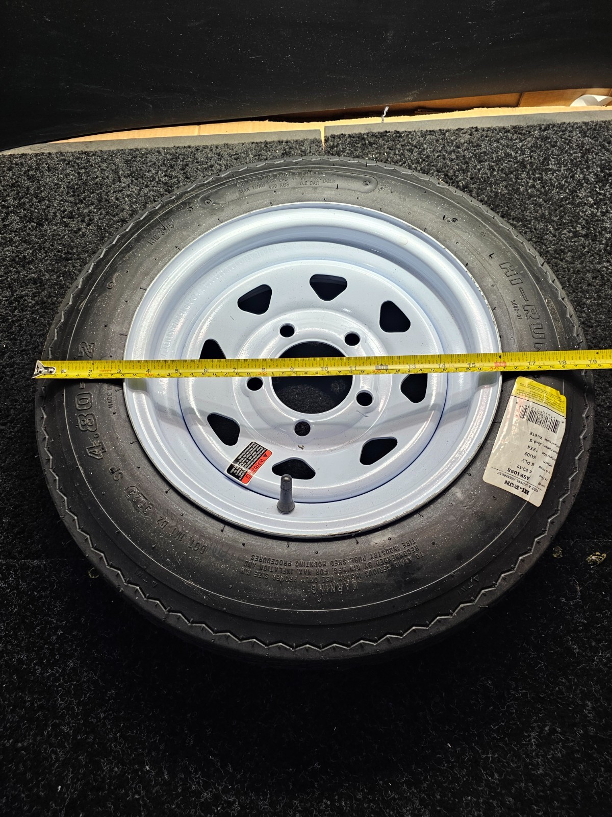 (QTY 1) Hi-Run 4.80-12 Trailer Tubeless Tire&Wheel Load C 6 Ply 80M SU02 5 Lug
