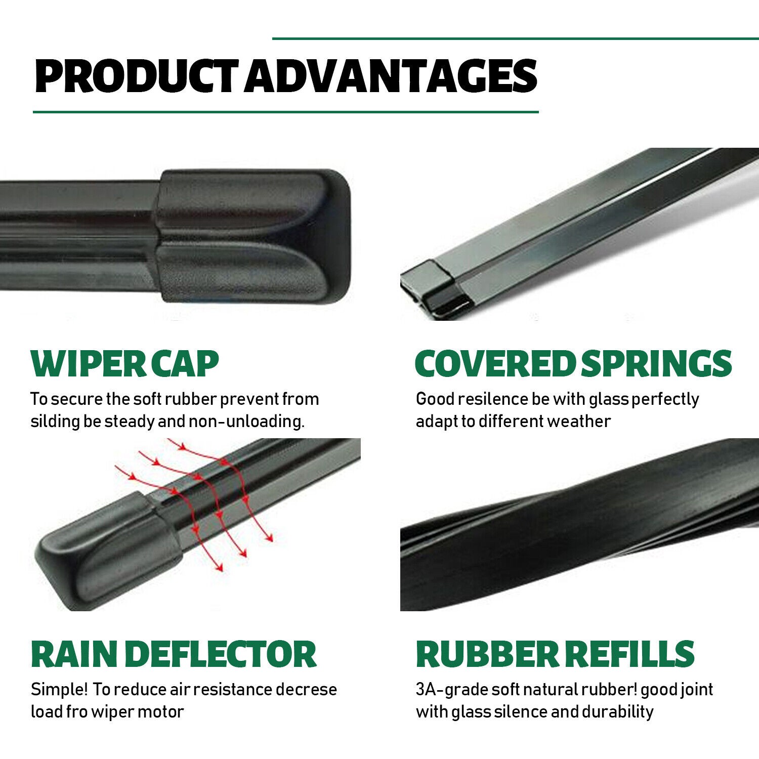 High Quality Rubber 32″ All-season Silent Wiper Blade Pair For RV/Motorhomes NEW