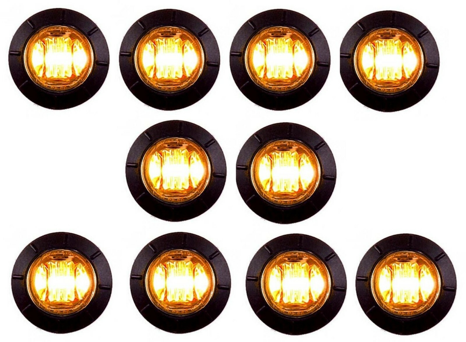 10 Maxxima 3/4″ Amber Bullet 3 LED Penny Marker Lights 5yr warranty M09300Y