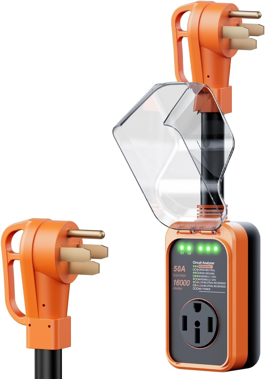50 Amp RV Surge Protector with 16000J Protection – Waterproof & Reliable