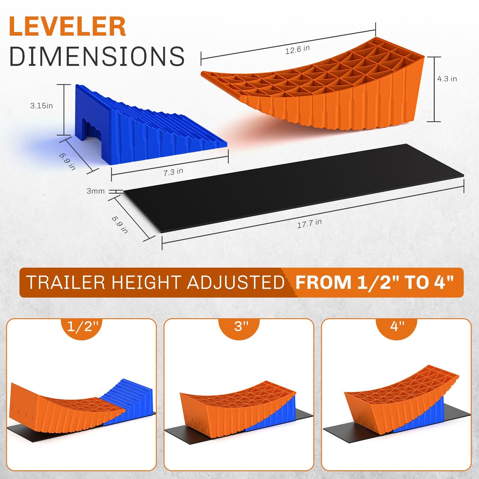 Camper Leveler Kit – 2 Heavy Duty RV Leveling Blocks Up to 35000 lbs