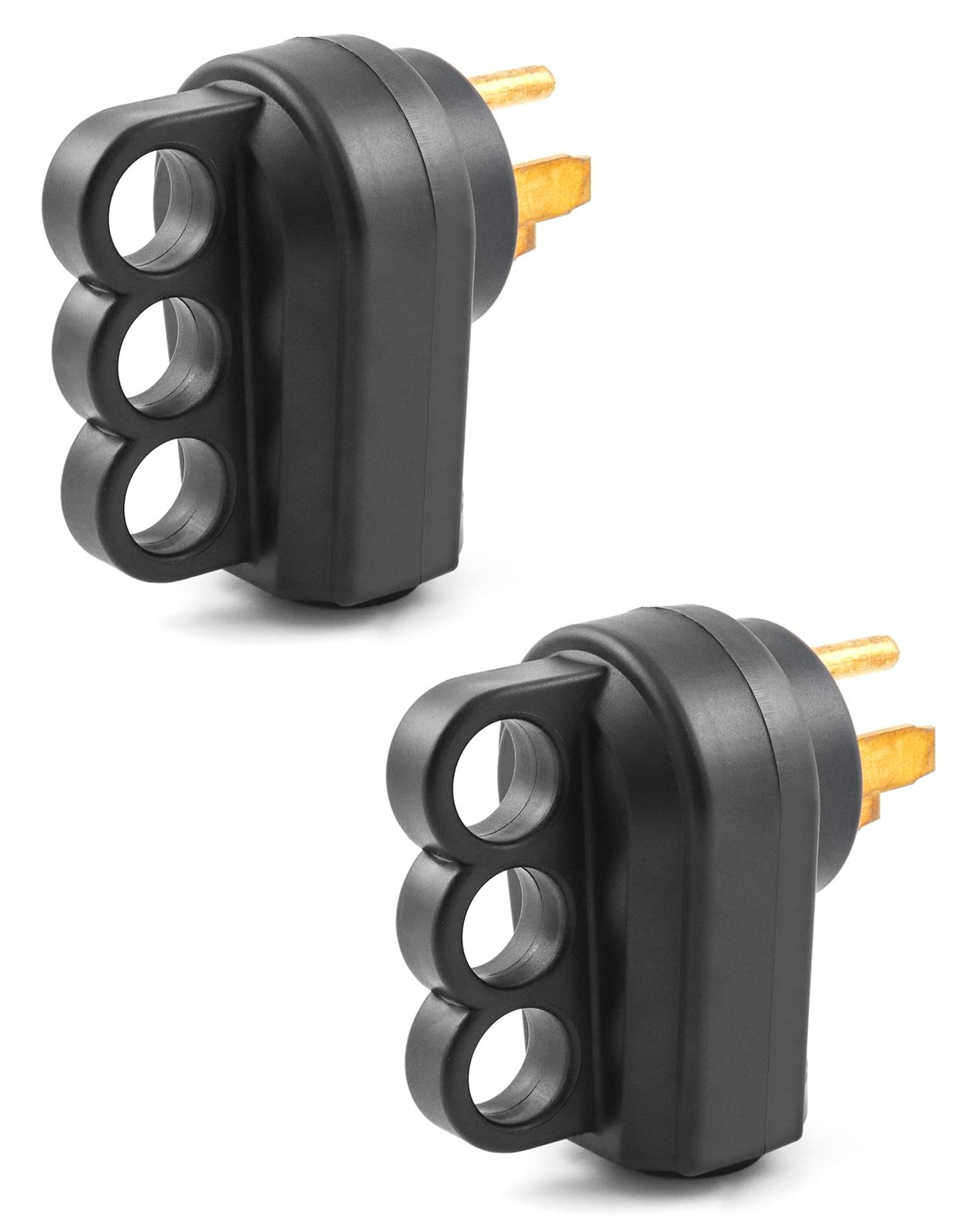 QWORK Nema 14-50P 50 Amp Male RV Replacement Plug, 2 Pack 125/250V Black