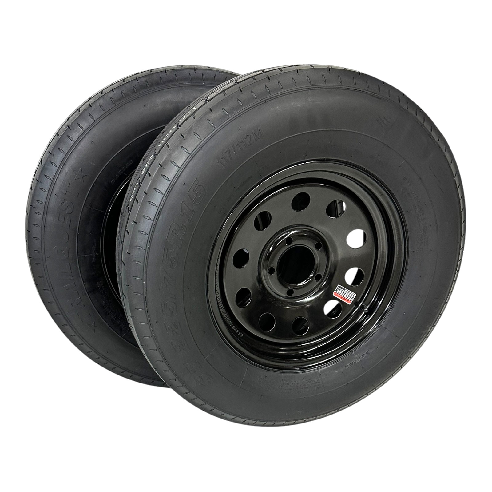 2-PK Trailer Tire On Rim ST225/75R15 LRE SPECIAL 5X5″ Bolt pattern w/ Black Rim