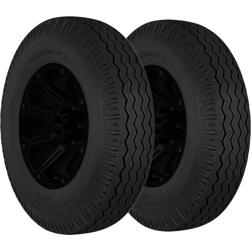 (QTY 2) 7.50-15 Power King LPT II 124/120L LRG Black Wall Tires