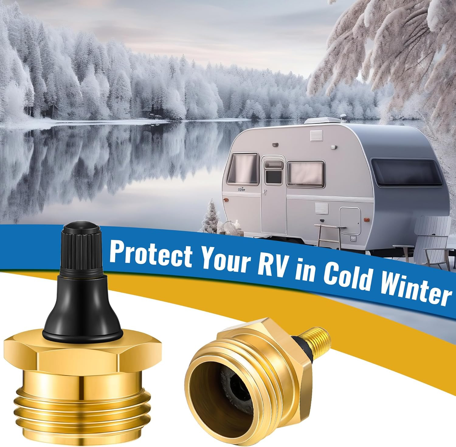 RV Blow Out Plug 2 Pack Brass Winterization Adapter Water Line Air Tool