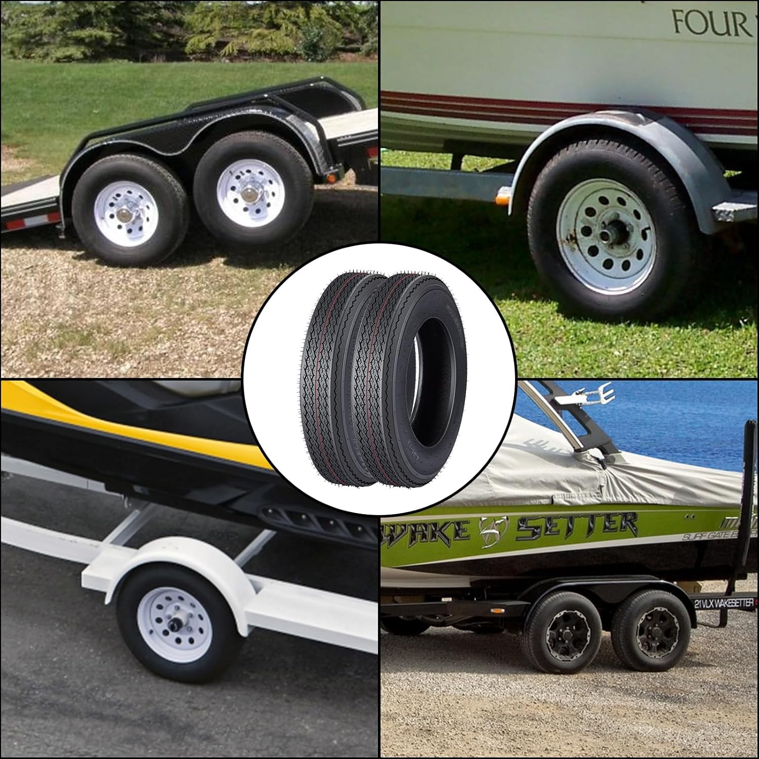 Set of 2 4.80-12 Trailer Tires 6PR Load Range c, Max Load 990 LBS 90 PSI, Noise-