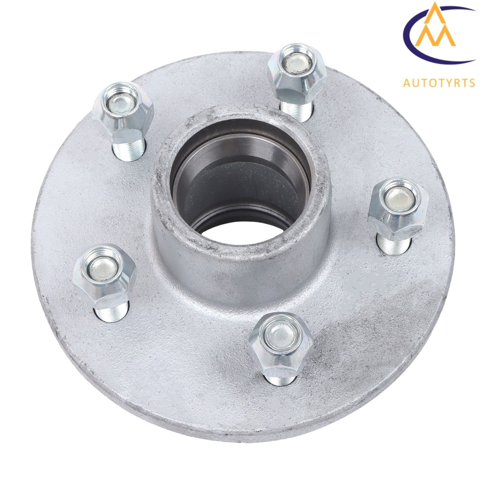 Set of 2 Boat Trailer 5 Lug 5 on 4.5″ Hub Kit 3500lbs Galvanized Bearings w/ Cap