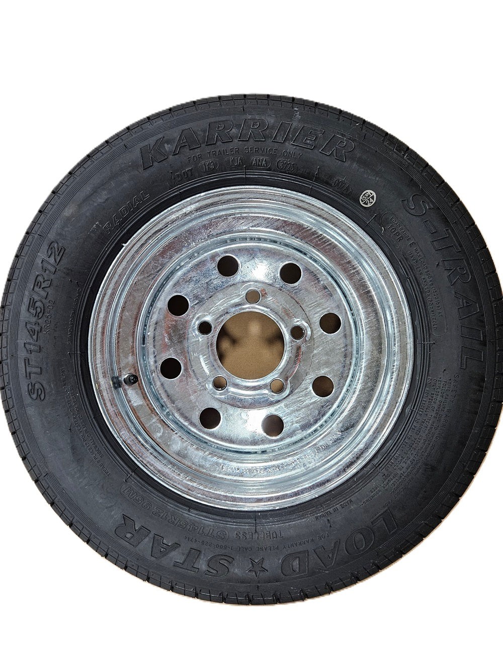 Trailer Boat Camper 12″ Galvanized 12x4JA / 5 Hole Wheel / 145R12 Radial Tire