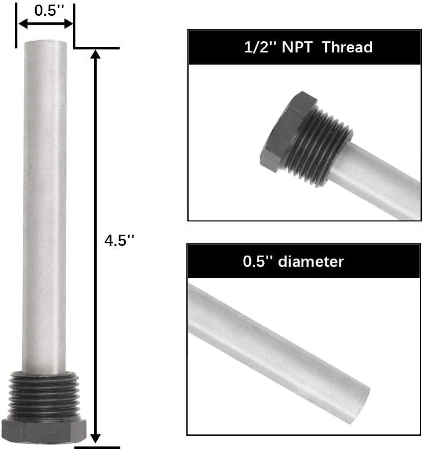 RV Water Heater Magnesium Anode Rod for Atwood Heaters, Dele 2 Pack Silver