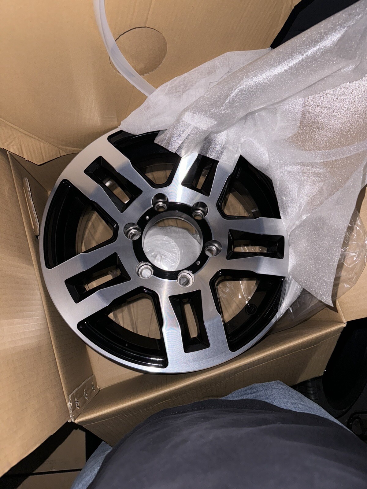 (Set of 4) Ultra 52 Hangout Trailer 15×6 6×5.5″ +0mm Black/Machined Wheels Rims
