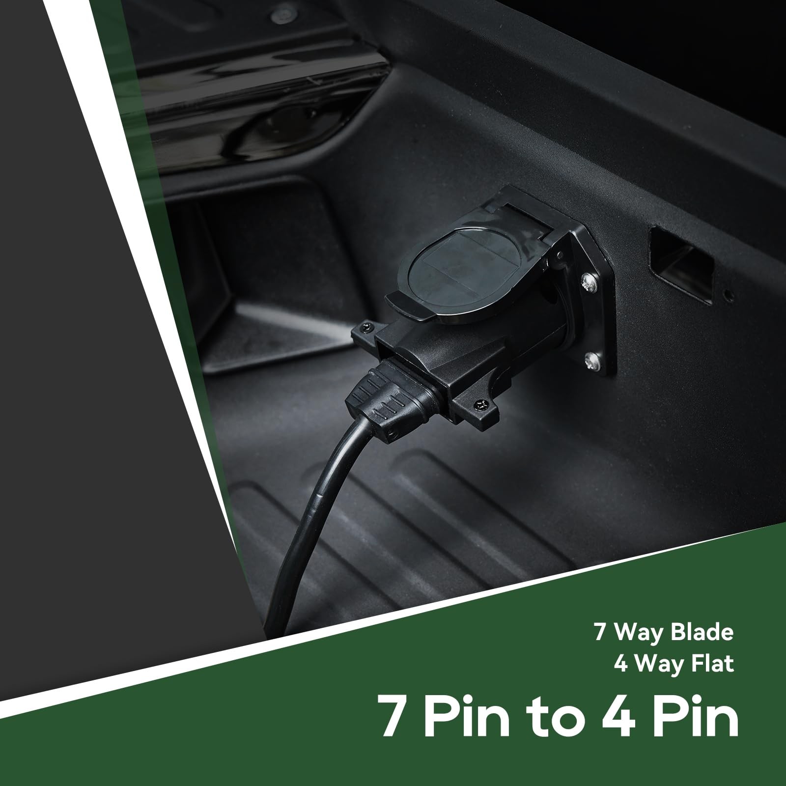 RVGUARD 12 Volt 7 Pin to 4 Trailer Plug Adapter, 7 Way 7 Blade 4 Flat