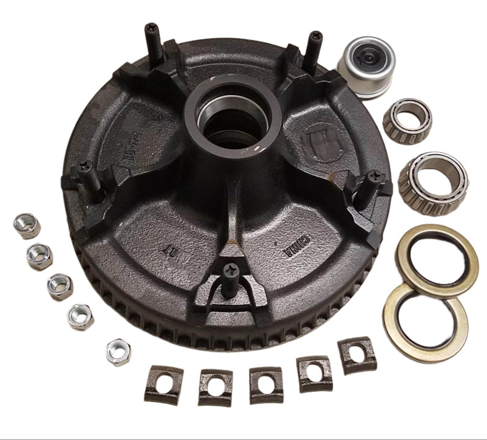 MH /UTG Lowboy Utility Trailer Brake Drum+ Bearing 14.5″ Open Wheel 6000# 8-174