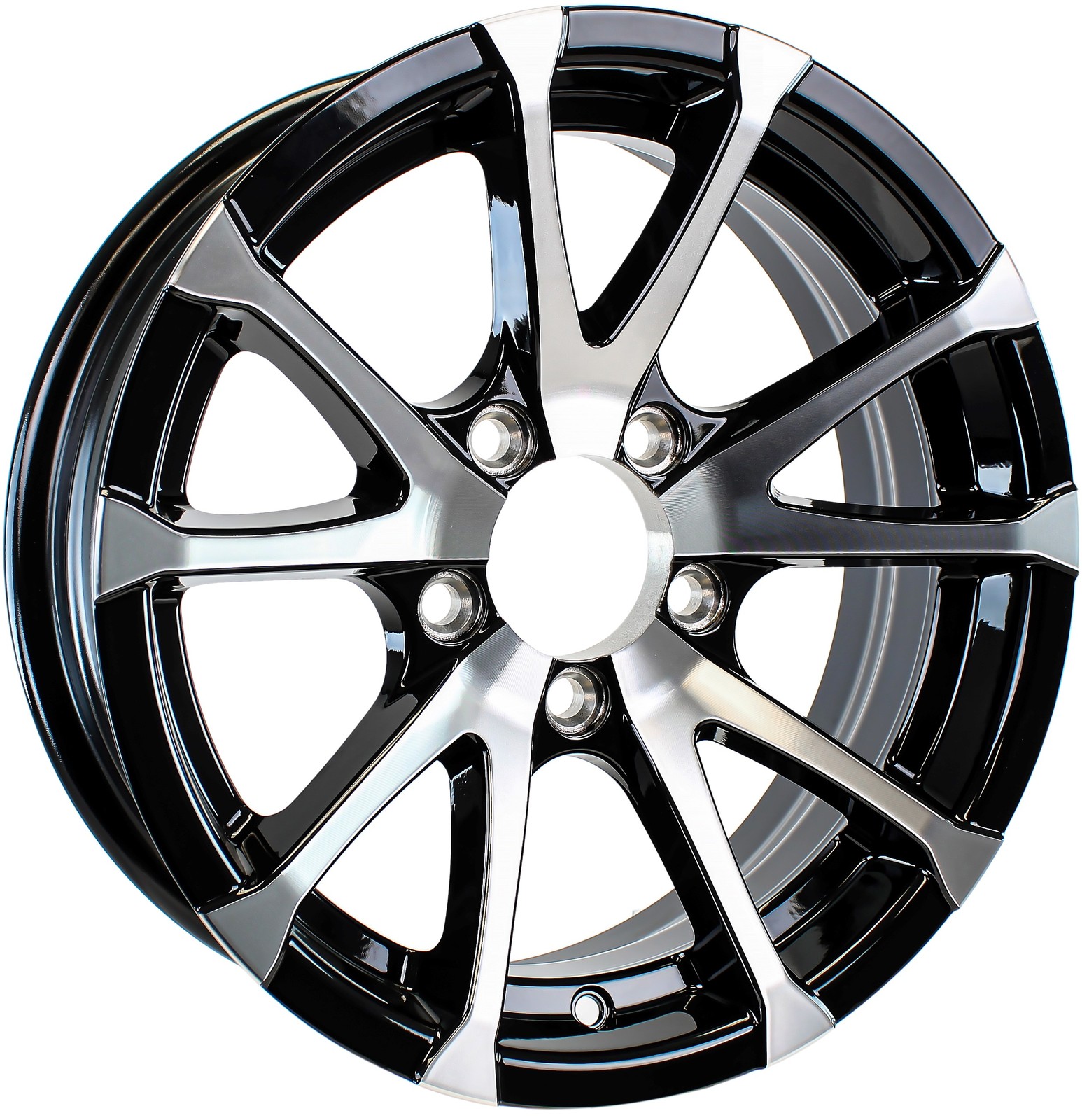 Aluminum Trailer Wheel 15X5 15 Inch Black Machined 5 Lug On 4.5 Avalanche Rim