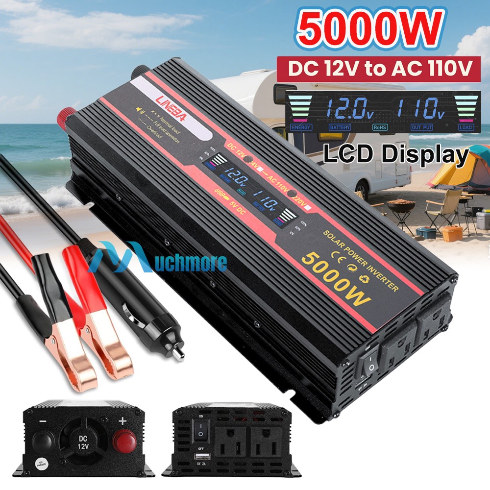 5000W 2500W 1500W Car Power Inverter DC 12V To AC 110V 120V Adapter Converter US