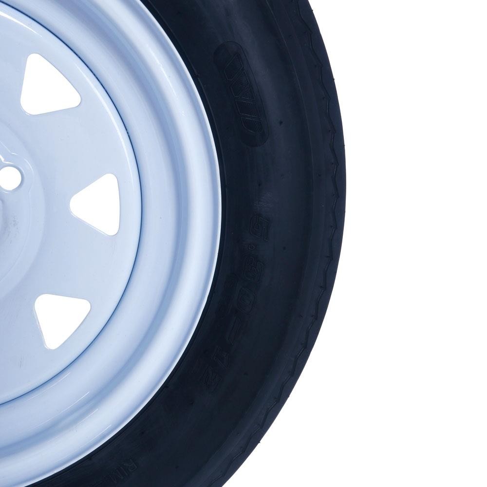 Two of millionparts Trailer Tires Tubeless 4 Lug Wheel White Spoke 5.30-12