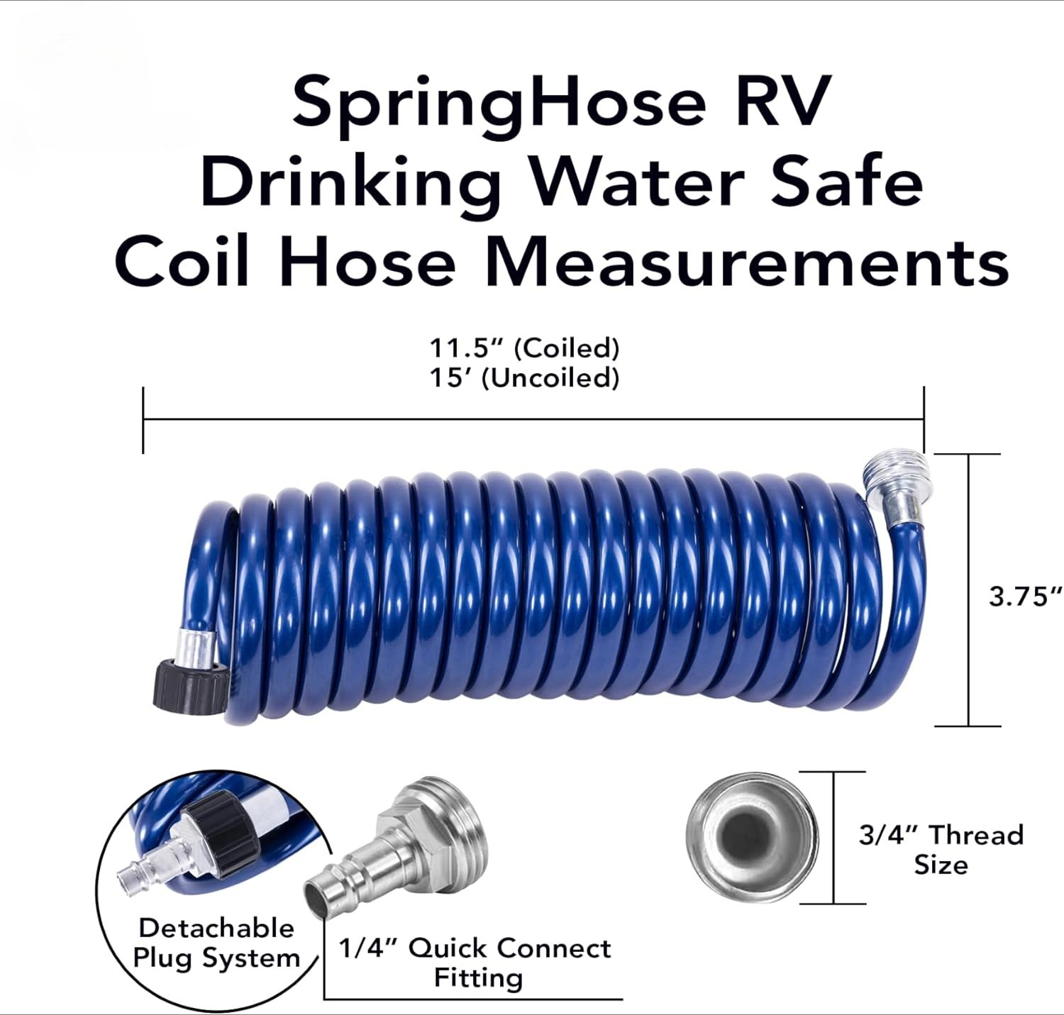 SpringHose RV Premium Polyurethane Drinking Water Safe Coil Hose
