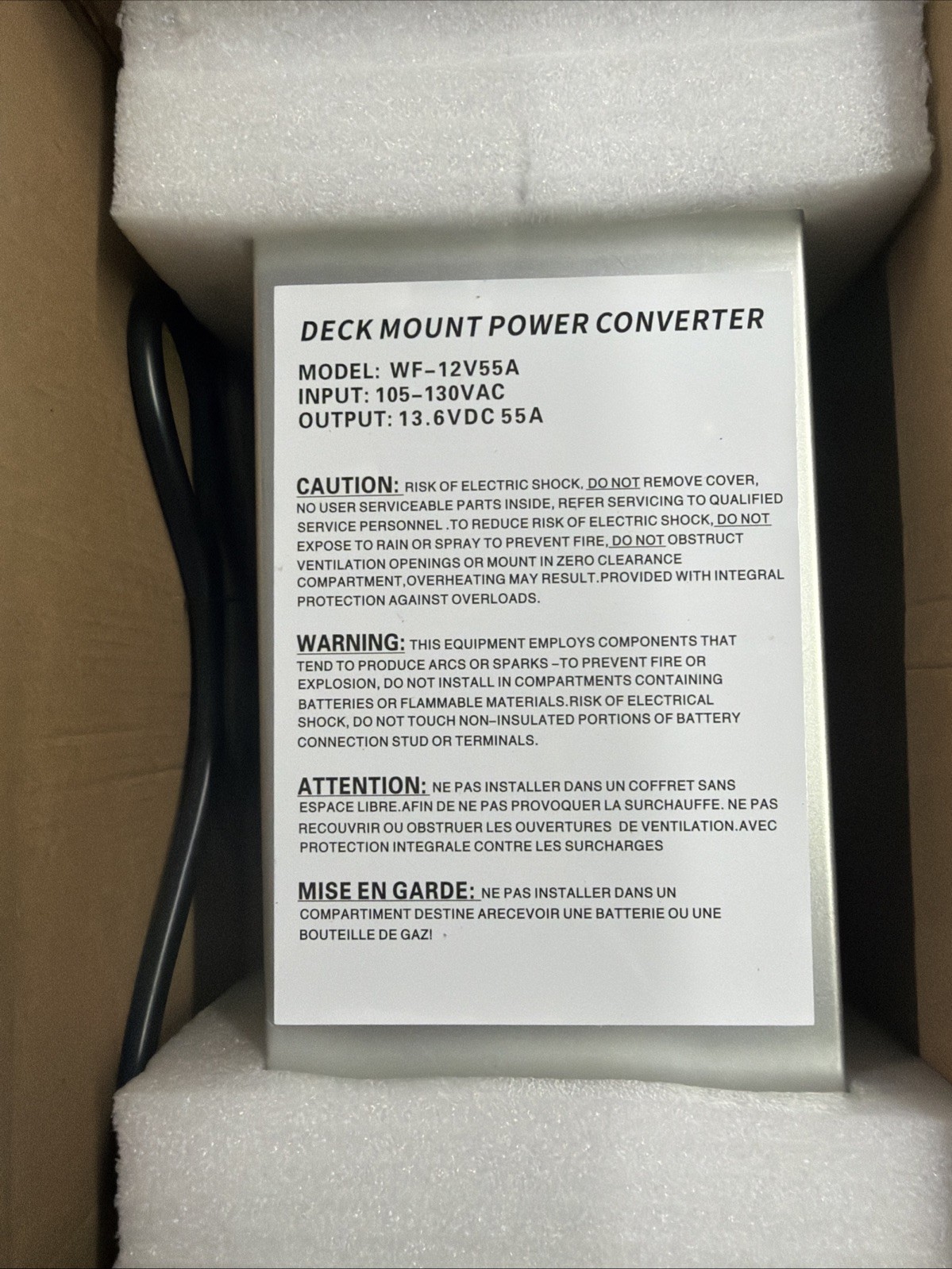 Deck Mount Converter 55A RV Power Supply 9800-AD WF-12V55A