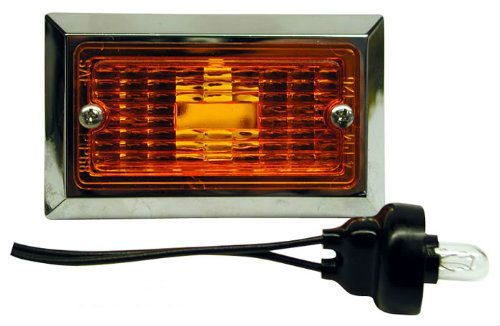 Peterson Amber Rectangular Clearance Side Marker Light with Chrome ABS Housing
