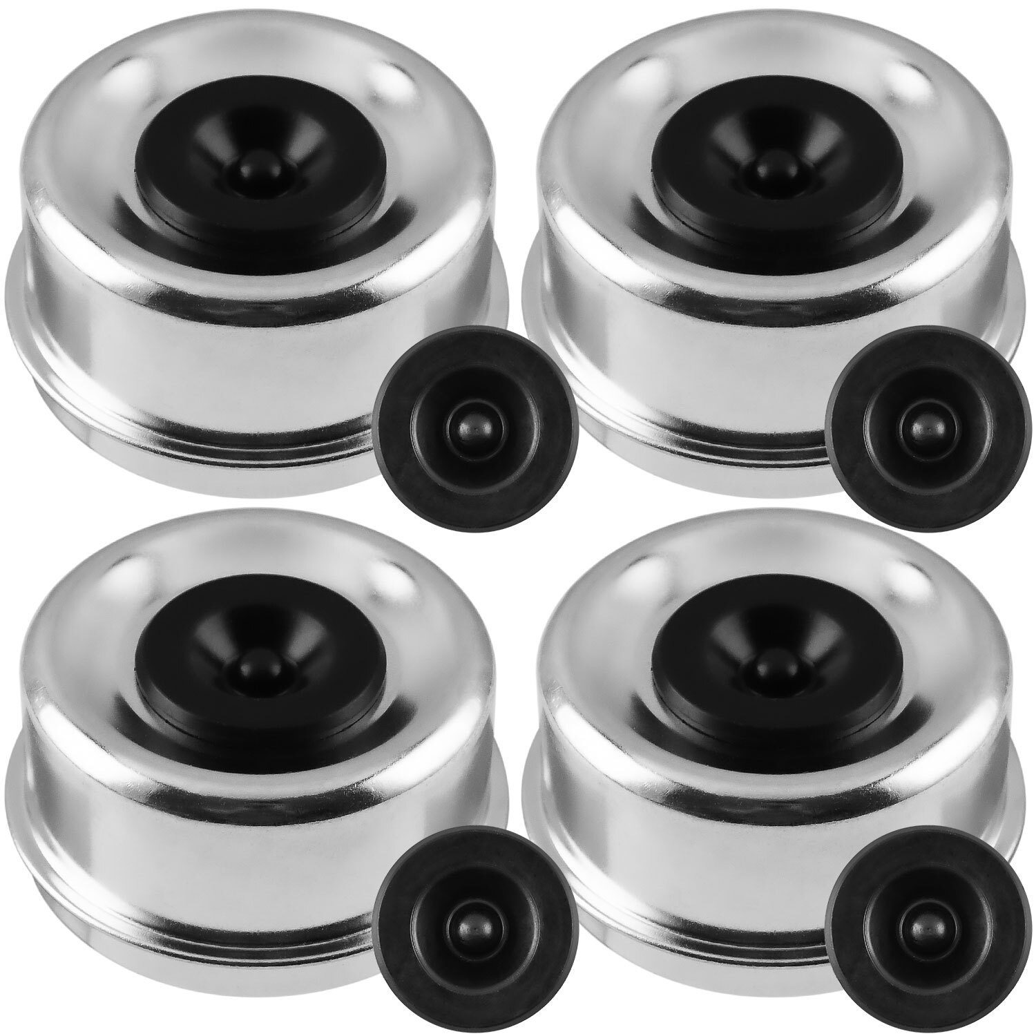 Grease Caps with Rubber Plugs for 8 Lug Hubs 7000-8000 lbs Axles Trailer Hub Cap