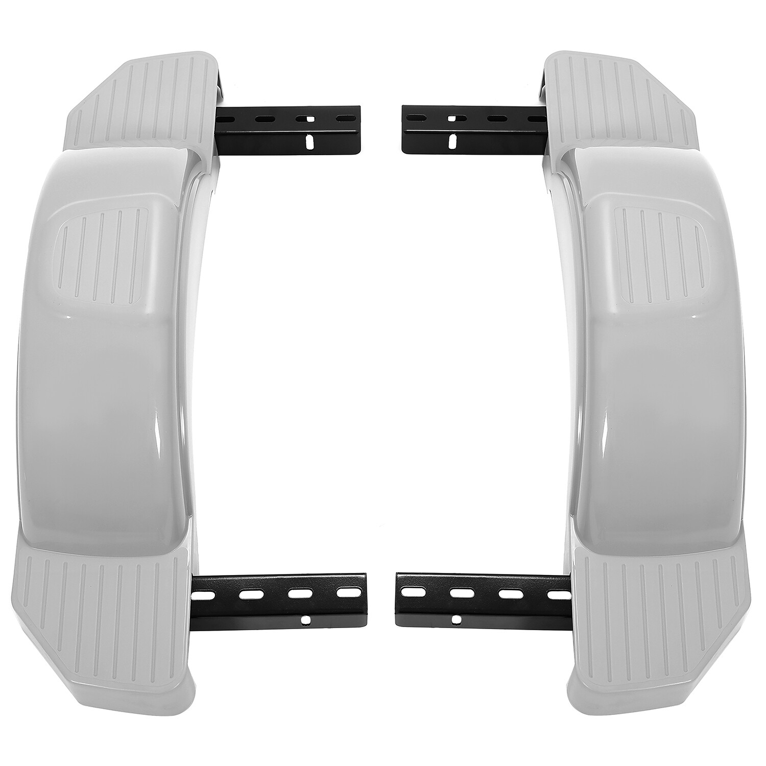 2pcs Gray Single Axle Trailer Fenders w/ Steps For 12″ Wheels Tires Skirt Boat