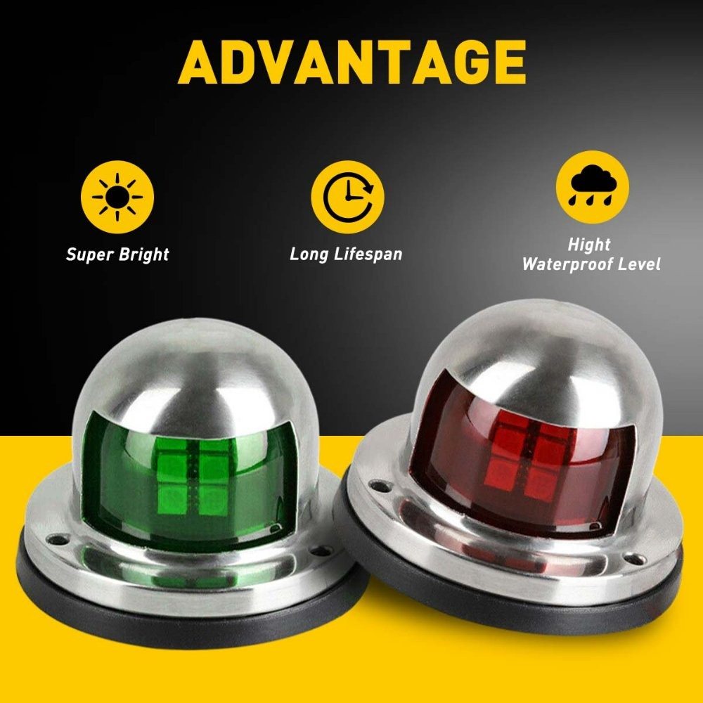 Pair Red & Green 8LED Navigation Lights Marine Bow Light Lamp for Boat Pontoon B