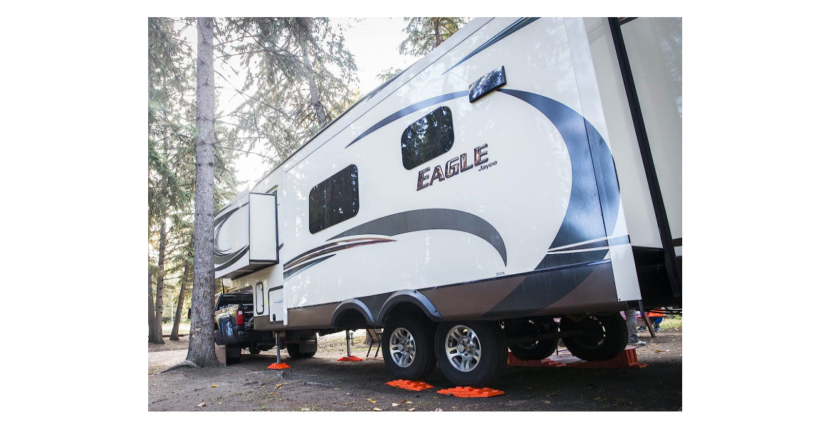 RV Leveling System Trailer Tire Blocks Camper Levelers Travel Storage Case 10 Pc