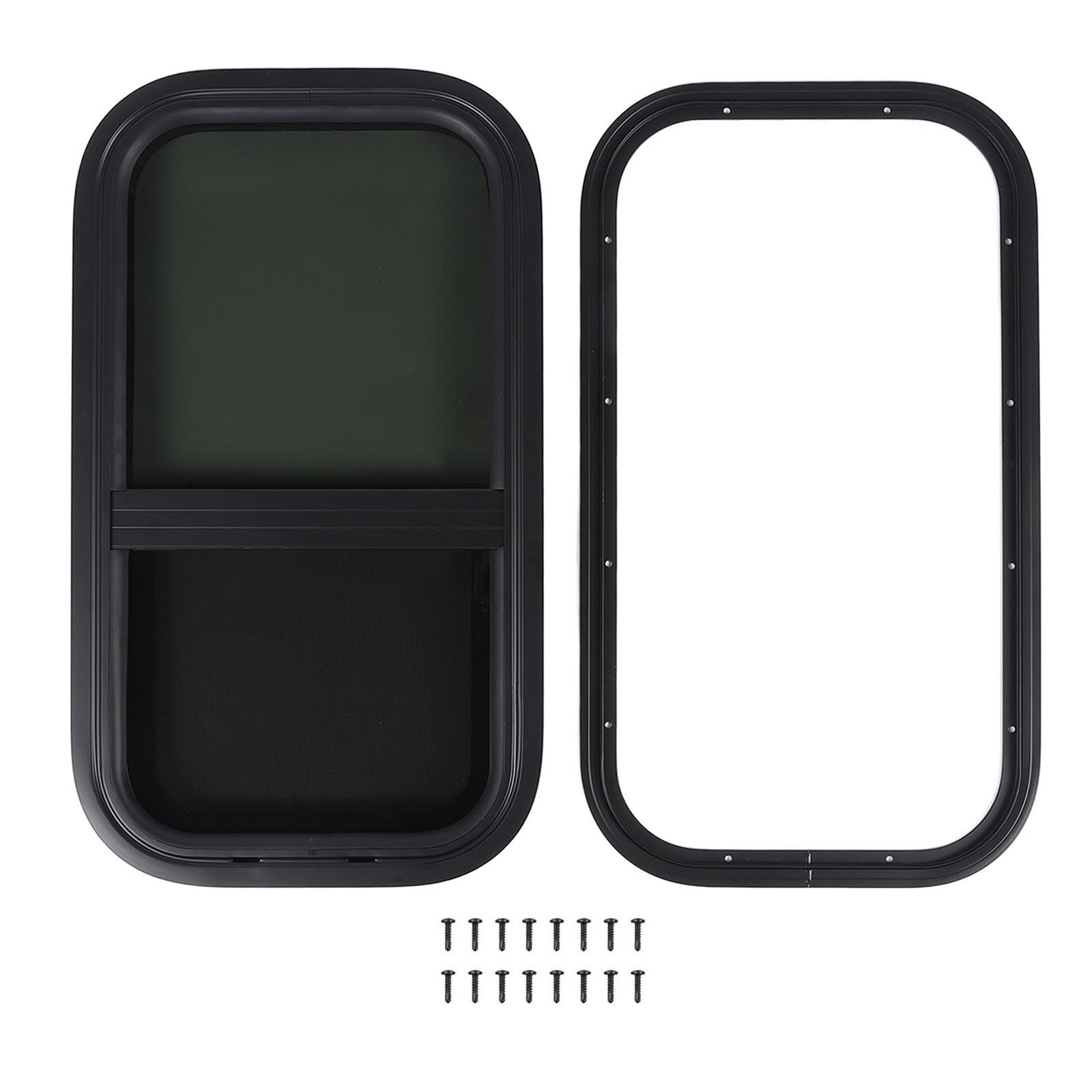 12.2×22.36in RV Window Vertical Sliding With Removable Fly Net Tempered Glass