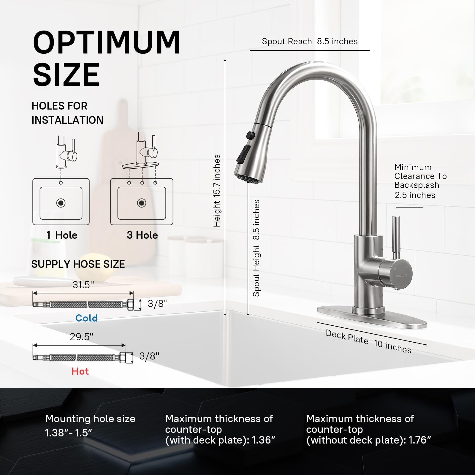 WEWE Single Handle High Arc Brushed Nickel Pull Out 01,