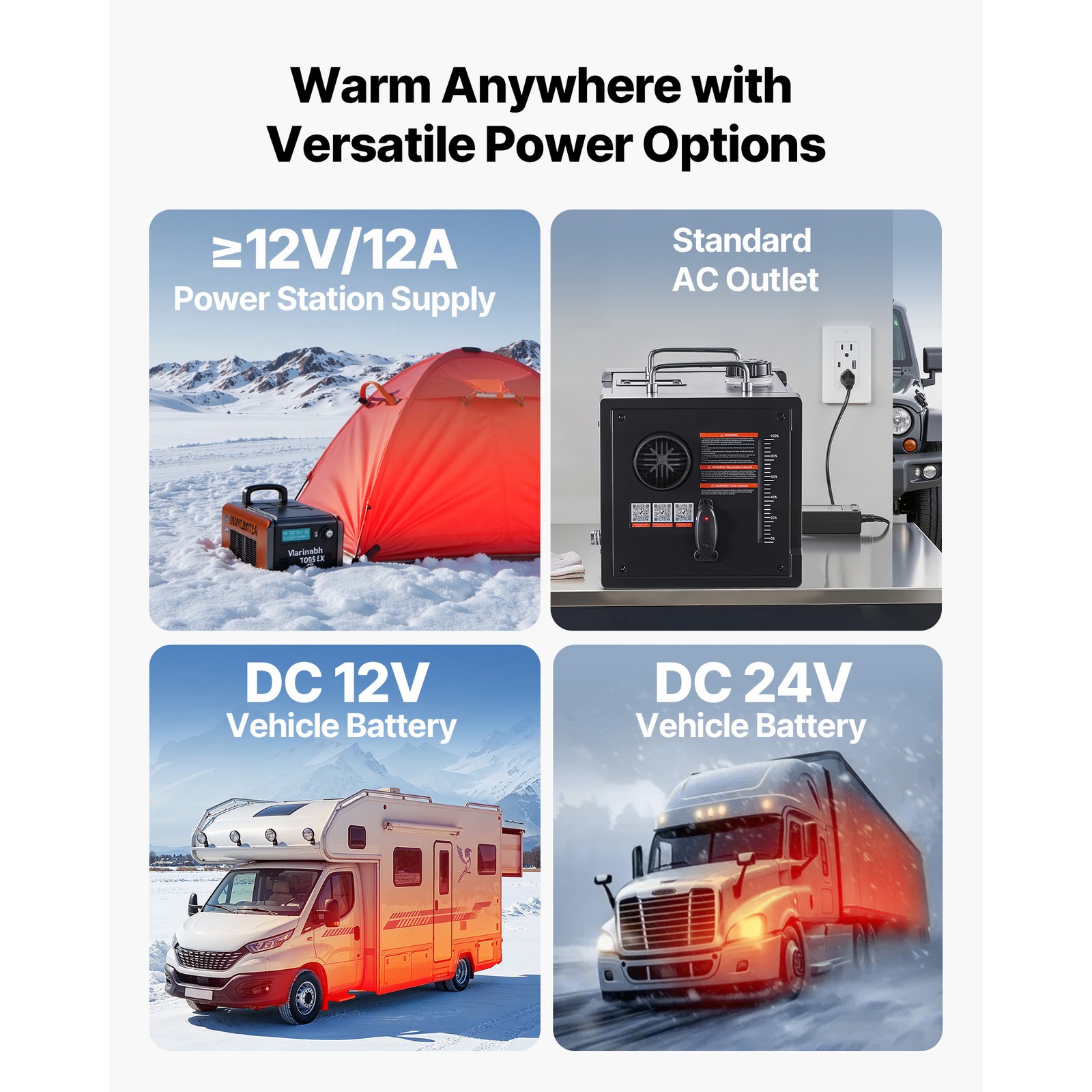 Uimoso Portable Diesel Air Heater 8KW DC 12V/24V with Bluetooth and 1.9 Gal Tank