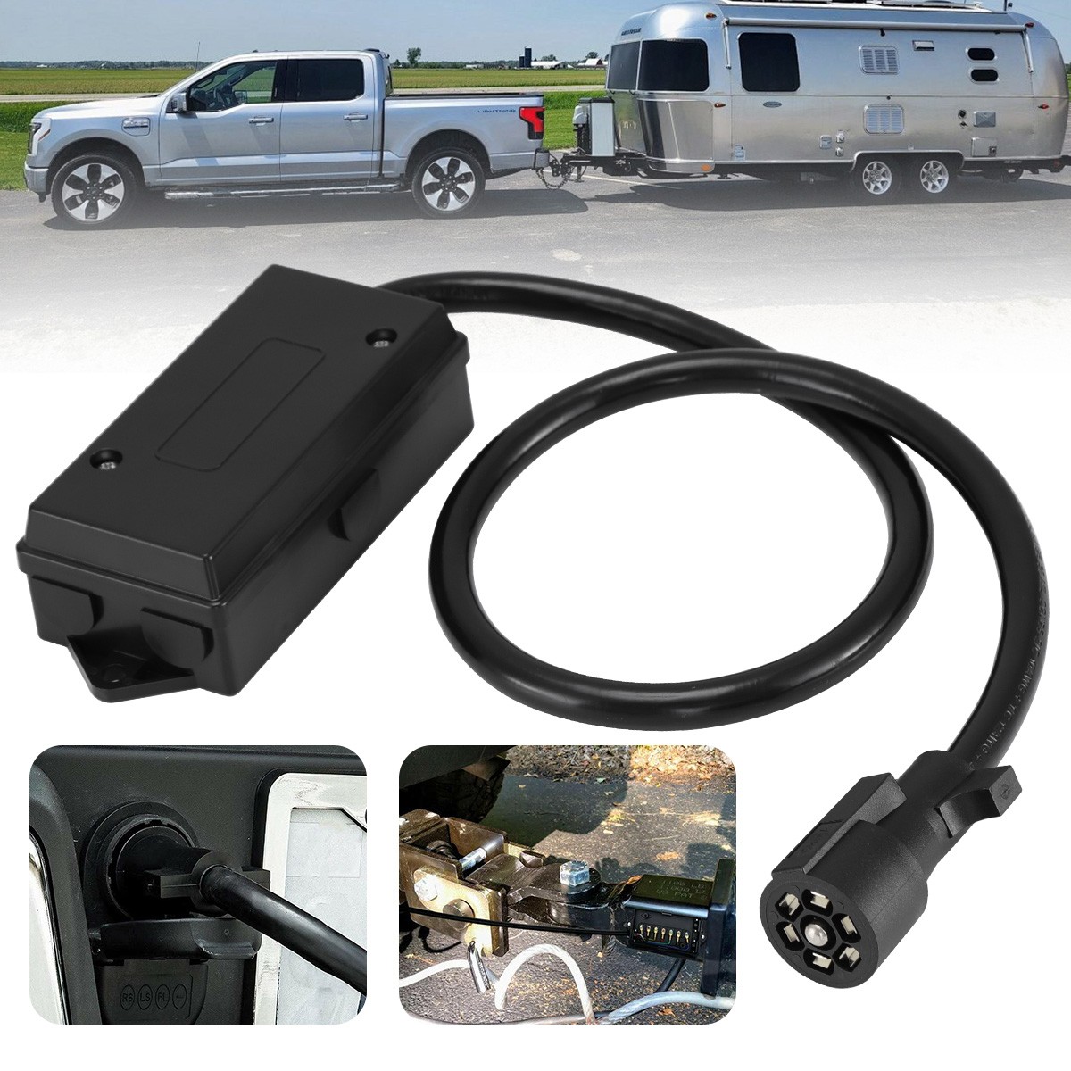 7Way Weatherproof Trailer Plug Pure Copper 7 Pin Wiring Harness Towing Connector