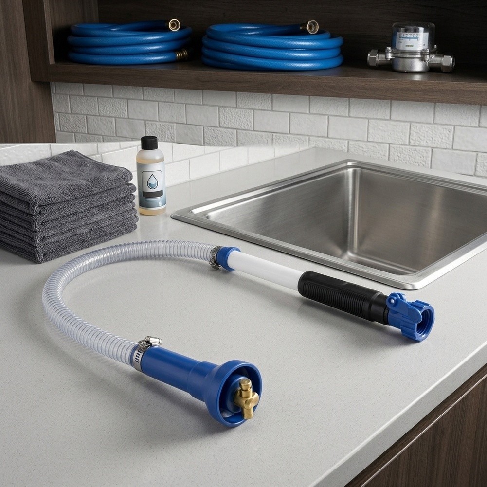 RV Waste Tank Cleaning Tool with Quick Connect Fitting for Standard Garden Hose