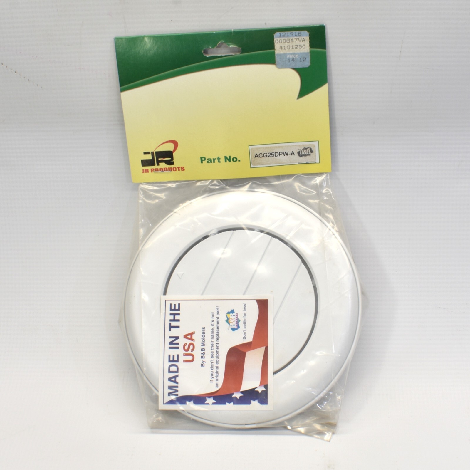 RV Camper JR Products CG150DPW-A Polar White Snap-On Ceiling Vent 1.50″ Collar